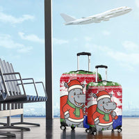 Gambia Christmas Luggage Cover with Santa Hippo National Coat of Arms Snowflakes and Festive Holiday - Wonder Print Shop