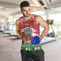 Gambia Christmas Men Tank Top with Santa Hippo National Coat of Arms Snowflakes and Festive Holiday - Wonder Print Shop