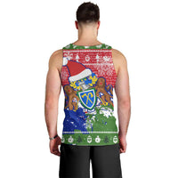 Gambia Christmas Men Tank Top with Santa Hippo National Coat of Arms Snowflakes and Festive Holiday - Wonder Print Shop
