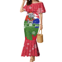 Gambia Christmas Mermaid Dress with Santa Hippo National Coat of Arms Snowflakes and Festive Holiday - Wonder Print Shop