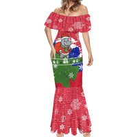 Gambia Christmas Mermaid Dress with Santa Hippo National Coat of Arms Snowflakes and Festive Holiday - Wonder Print Shop