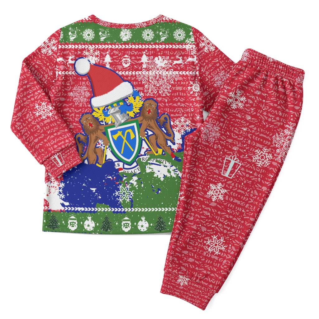 Gambia Christmas Pajama Set with Santa Hippo National Coat of Arms Snowflakes and Festive Holiday - Wonder Print Shop