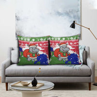Gambia Christmas Pillow Cover with Santa Hippo National Coat of Arms Snowflakes and Festive Holiday - Wonder Print Shop