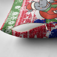 Gambia Christmas Pillow Cover with Santa Hippo National Coat of Arms Snowflakes and Festive Holiday - Wonder Print Shop