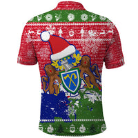 Gambia Christmas Polo Shirt with Santa Hippo National Coat of Arms Snowflakes and Festive Holiday - Wonder Print Shop