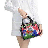 Gambia Christmas Shoulder Handbag with Santa Hippo National Coat of Arms Snowflakes and Festive Holiday - Wonder Print Shop