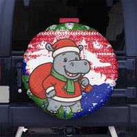 Gambia Christmas Spare Tire Cover with Santa Hippo National Coat of Arms Snowflakes and Festive Holiday - Wonder Print Shop