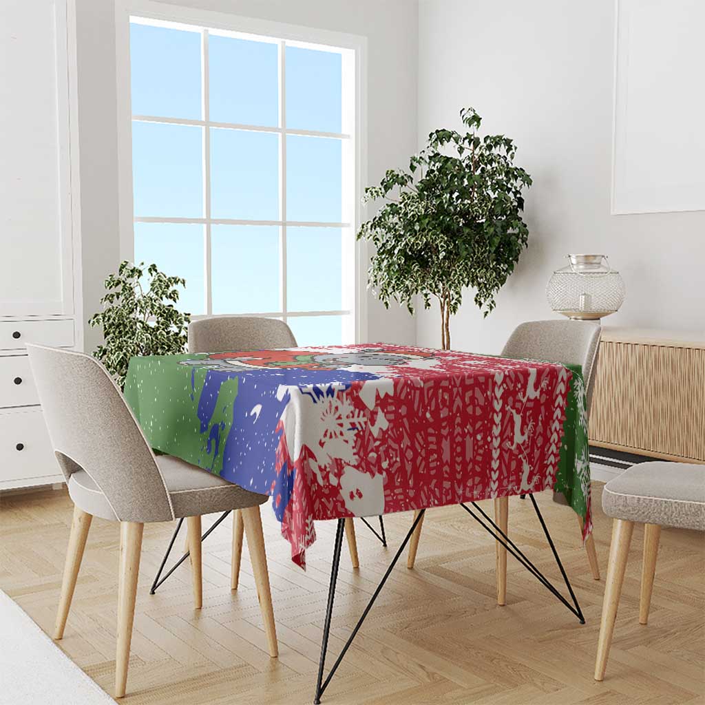 Gambia Christmas Tablecloth with Santa Hippo National Coat of Arms Snowflakes and Festive Holiday - Wonder Print Shop