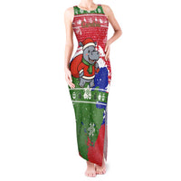 Gambia Christmas Tank Maxi Dress with Santa Hippo National Coat of Arms Snowflakes and Festive Holiday - Wonder Print Shop