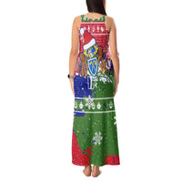 Gambia Christmas Tank Maxi Dress with Santa Hippo National Coat of Arms Snowflakes and Festive Holiday - Wonder Print Shop