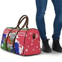 Gambia Christmas Travel Bag with Santa Hippo National Coat of Arms Snowflakes and Festive Holiday - Wonder Print Shop