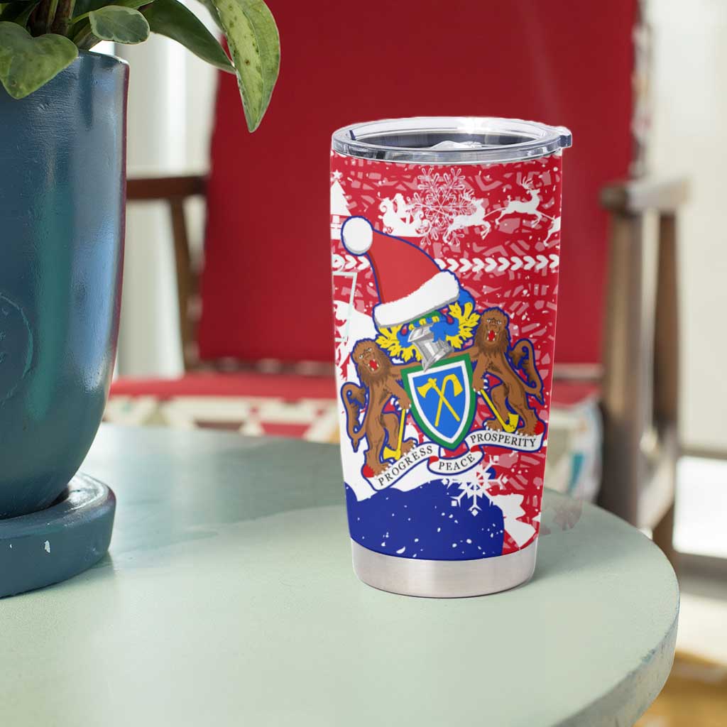 Gambia Christmas Tumbler Cup with Santa Hippo National Coat of Arms Snowflakes and Festive Holiday - Wonder Print Shop