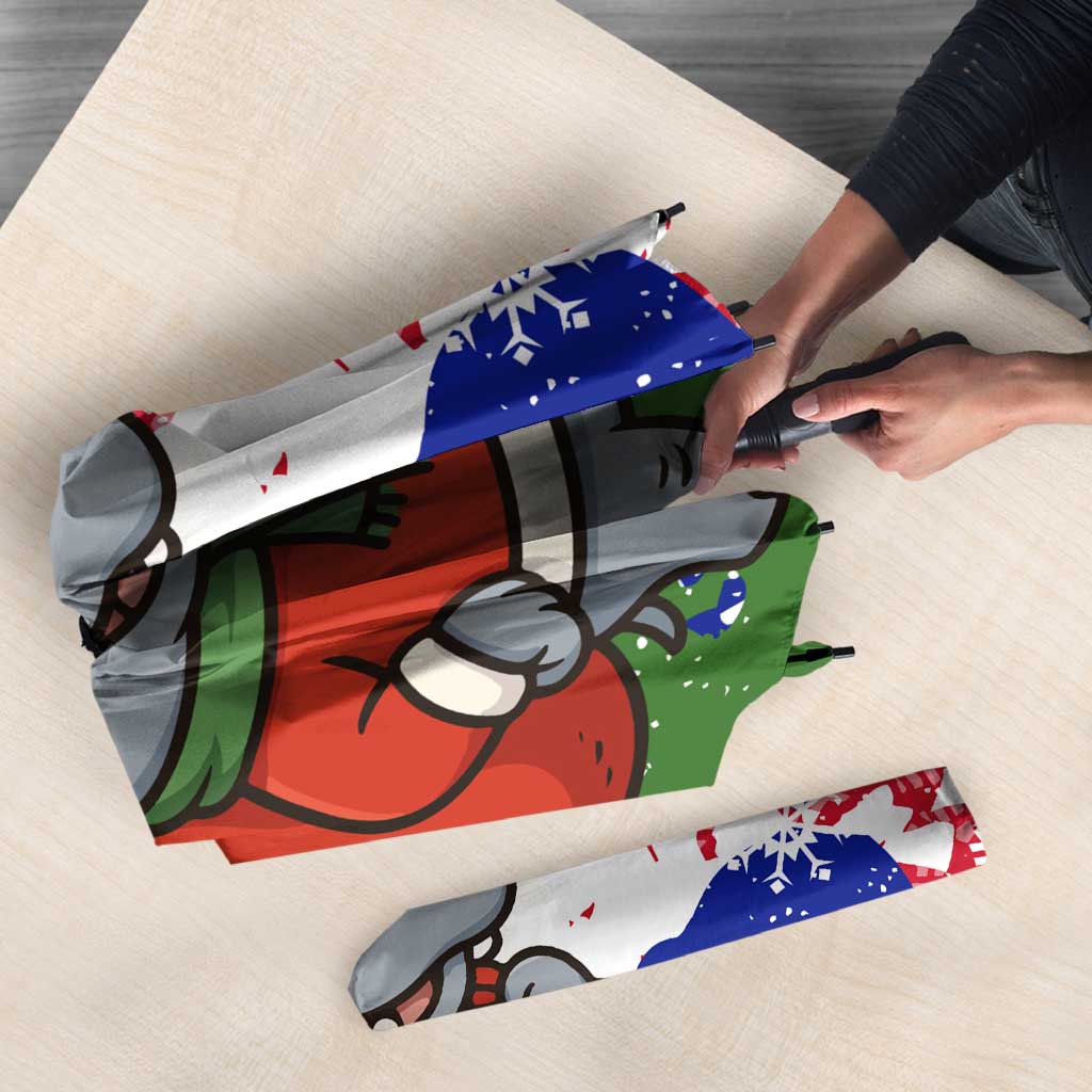 Gambia Christmas Umbrella with Santa Hippo National Coat of Arms Snowflakes and Festive Holiday - Wonder Print Shop