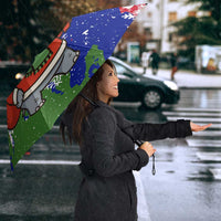 Gambia Christmas Umbrella with Santa Hippo National Coat of Arms Snowflakes and Festive Holiday - Wonder Print Shop