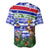 Gambia Christmas Baseball Jersey with Santa Birds Gift Boxes Forest Scene and Snowflake Pattern Design - Wonder Print Shop