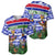 Gambia Christmas Baseball Jersey with Santa Birds Gift Boxes Forest Scene and Snowflake Pattern Design - Wonder Print Shop