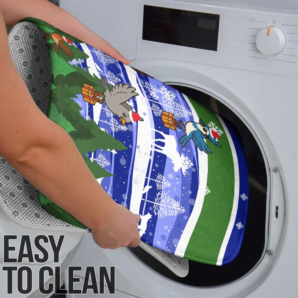 Gambia Christmas Bathroom Set with Santa Birds Gift Boxes Forest Scene and Snowflake Pattern Design - Wonder Print Shop