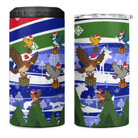 Gambia Christmas 4 in 1 Can Cooler Tumbler with Santa Birds Gift Boxes Forest Scene and Snowflake Pattern Design - Wonder Print Shop