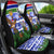 Gambia Christmas Car Seat Cover with Santa Birds Gift Boxes Forest Scene and Snowflake Pattern Design - Wonder Print Shop