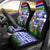 Gambia Christmas Car Seat Cover with Santa Birds Gift Boxes Forest Scene and Snowflake Pattern Design - Wonder Print Shop