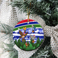 Gambia Christmas Ceramic Ornament with Santa Birds Gift Boxes Forest Scene and Snowflake Pattern Design - Wonder Print Shop