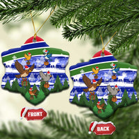 Gambia Christmas Ceramic Ornament with Santa Birds Gift Boxes Forest Scene and Snowflake Pattern Design - Wonder Print Shop