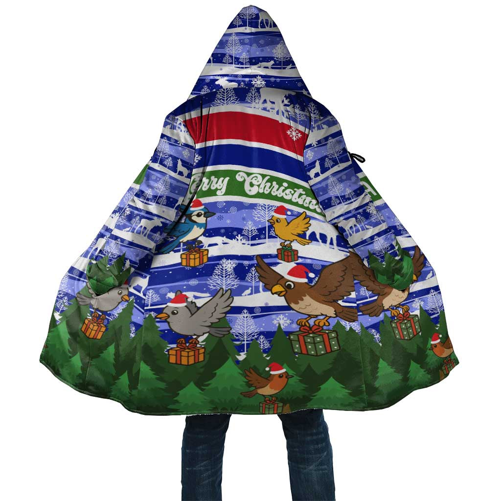 Gambia Christmas Cloak with Santa Birds Gift Boxes Forest Scene and Snowflake Pattern Design - Wonder Print Shop