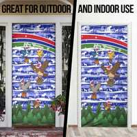 Gambia Christmas Door Cover with Santa Birds Gift Boxes Forest Scene and Snowflake Pattern Design - Wonder Print Shop