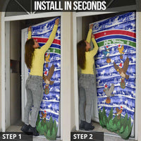 Gambia Christmas Door Cover with Santa Birds Gift Boxes Forest Scene and Snowflake Pattern Design - Wonder Print Shop