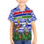 Gambia Christmas Kid Hawaiian Shirt with Santa Birds Gift Boxes Forest Scene and Snowflake Pattern Design - Wonder Print Shop