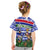 Gambia Christmas Kid T Shirt with Santa Birds Gift Boxes Forest Scene and Snowflake Pattern Design - Wonder Print Shop