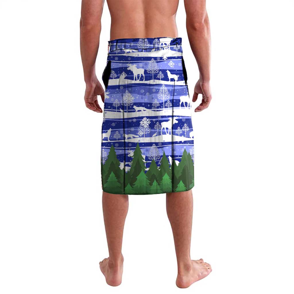 Gambia Christmas Lavalava with Santa Birds Gift Boxes Forest Scene and Snowflake Pattern Design - Wonder Print Shop