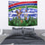 Gambia Christmas Tapestry with Santa Birds Gift Boxes Forest Scene and Snowflake Pattern Design - Wonder Print Shop