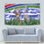 Gambia Christmas Tapestry with Santa Birds Gift Boxes Forest Scene and Snowflake Pattern Design - Wonder Print Shop