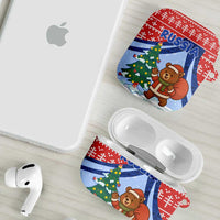 Russia Christmas AirPods Case with Santa Bear Gift Box Christmas Tree and Red Snowflake - Wonder Print Shop