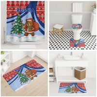 Russia Christmas Bathroom Set with Santa Bear Gift Box Christmas Tree and Red Snowflake - Wonder Print Shop