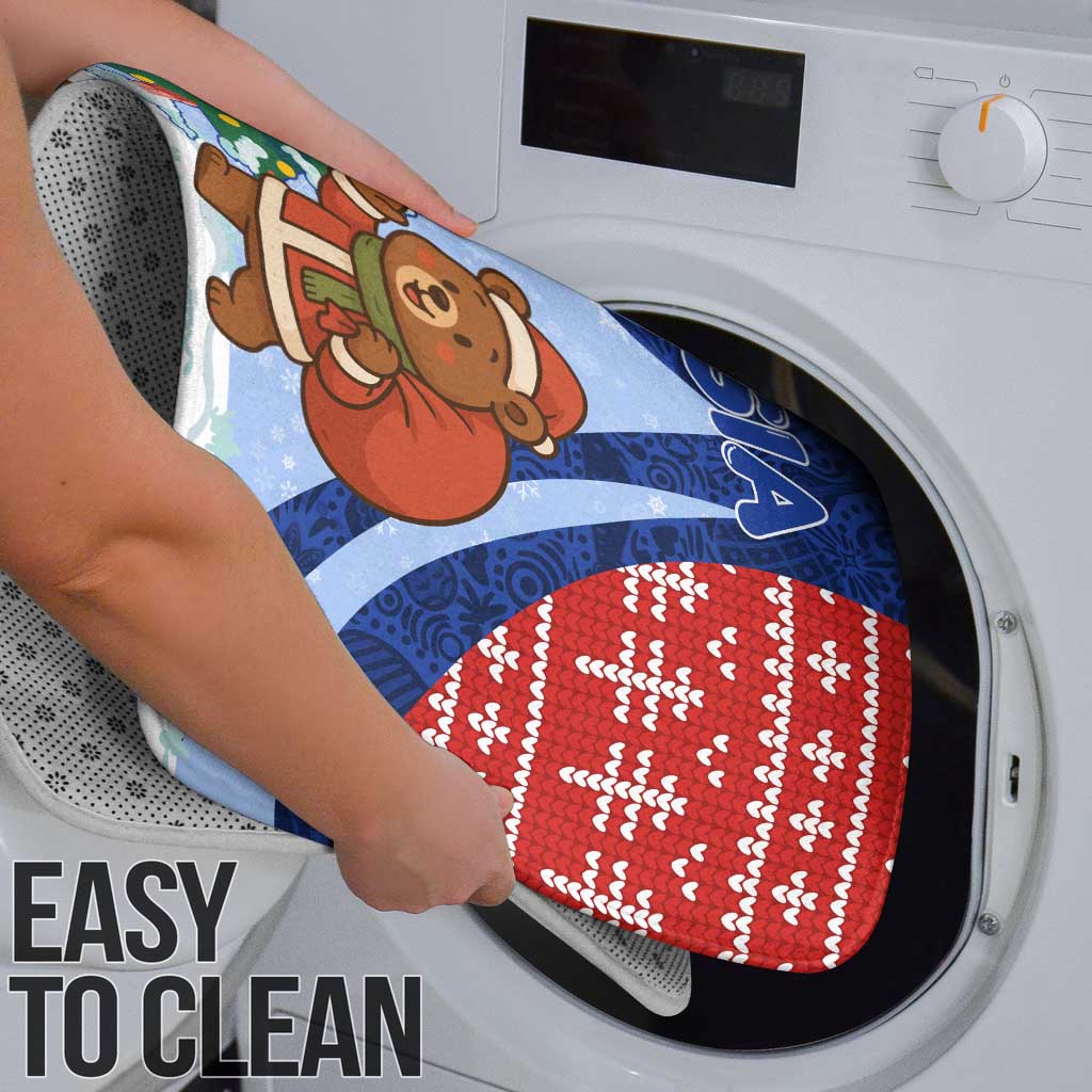 Russia Christmas Bathroom Set with Santa Bear Gift Box Christmas Tree and Red Snowflake - Wonder Print Shop