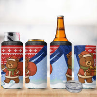 Russia Christmas 4 in 1 Can Cooler Tumbler with Santa Bear Gift Box Christmas Tree and Red Snowflake - Wonder Print Shop