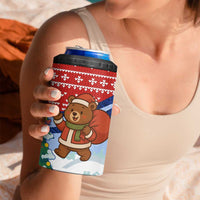 Russia Christmas 4 in 1 Can Cooler Tumbler with Santa Bear Gift Box Christmas Tree and Red Snowflake - Wonder Print Shop