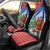 Russia Christmas Car Seat Cover with Santa Bear Gift Box Christmas Tree and Red Snowflake - Wonder Print Shop