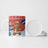 Russia Christmas Ceramic Mug with Santa Bear Gift Box Christmas Tree and Red Snowflake - Wonder Print Shop