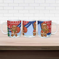 Russia Christmas Ceramic Mug with Santa Bear Gift Box Christmas Tree and Red Snowflake - Wonder Print Shop