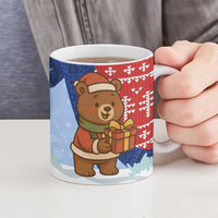 Russia Christmas Ceramic Mug with Santa Bear Gift Box Christmas Tree and Red Snowflake - Wonder Print Shop