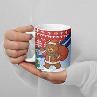 Russia Christmas Ceramic Mug with Santa Bear Gift Box Christmas Tree and Red Snowflake - Wonder Print Shop