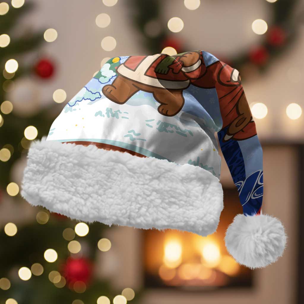 Russia Christmas Santa Hat with Santa Bear Gift Box Christmas Tree and Red Snowflake - Wonder Print Shop