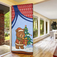 Russia Christmas Door Cover with Santa Bear Gift Box Christmas Tree and Red Snowflake - Wonder Print Shop