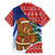 Russia Christmas Family Matching Mermaid Dress and Hawaiian Shirt with Santa Bear Gift Box Christmas Tree and Red Snowflake - Wonder Print Shop