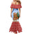 Russia Christmas Family Matching Mermaid Dress and Hawaiian Shirt with Santa Bear Gift Box Christmas Tree and Red Snowflake - Wonder Print Shop