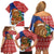 Russia Christmas Family Matching Off Shoulder Short Dress and Hawaiian Shirt with Santa Bear Gift Box Christmas Tree and Red Snowflake - Wonder Print Shop
