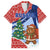 Russia Christmas Family Matching Off Shoulder Short Dress and Hawaiian Shirt with Santa Bear Gift Box Christmas Tree and Red Snowflake - Wonder Print Shop